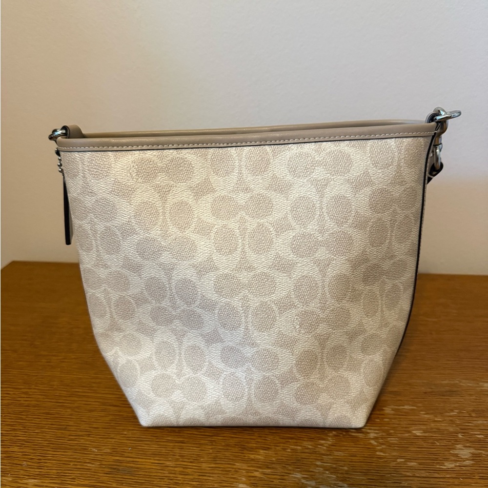 Coach Beige Signature Canvas Shoulder Bag - Picture 5 of 6